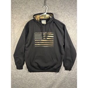 Jedco Mens 2XL Black Hoodie Camouflage American Flag PatrioticPullover Camo Hood